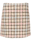 Msgm Plaid-check Textured Mini Skirt In Multicolor
