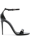 DOLCE & GABBANA LOGO-PLAQUE PATENT LEATHER SANDALS - WOMEN'S - CALF LEATHER/PATENT CALF LEATHER