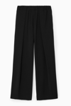 Cos Pleated Elasticated Wide-leg Trousers In Black