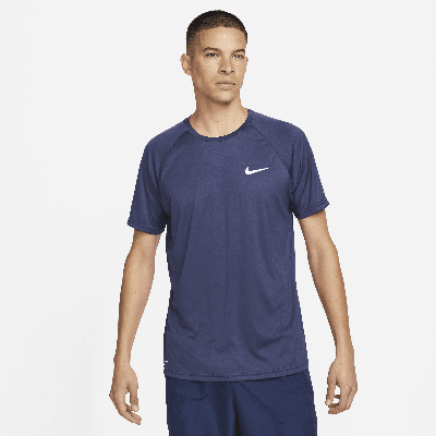 Nike Men's Essential Short-sleeve Hydroguard Swim Shirt In Blue