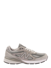 NEW BALANCE '990' GREY LOW TOP SNEAKERS WITH LOGO DETAIL IN LEATHER AND SUEDE WOMAN
