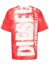 Diesel T-shirt Stampata Con Maxi Logo In Red