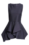Jw Anderson Sleeveless Wool-blend Peplum Top In Navy