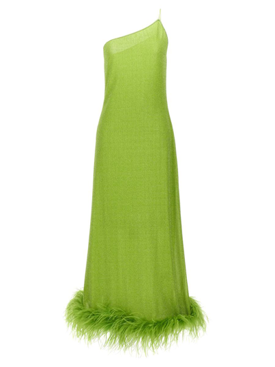 Oseree Oséree 'lumiere Plumage' Long Dress In Green
