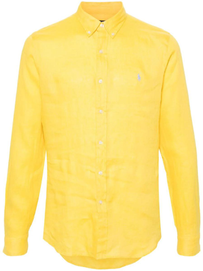 Polo Ralph Lauren Slim Fit Sport Shirt Clothing In Yellow & Orange