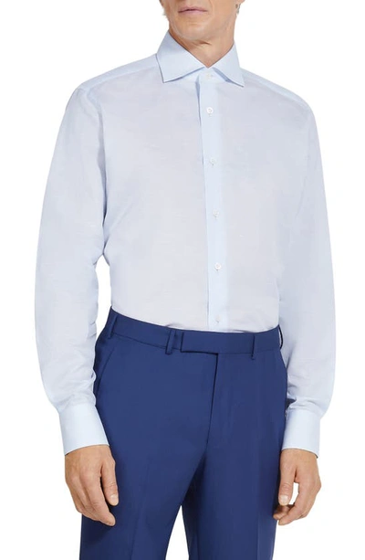 Zegna Couture Cotton & Linen Button-up Shirt In Sky Blue