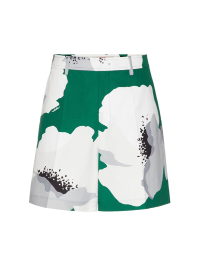 Valentino Garavani Floral-print Cotton Bermuda Shorts In Green