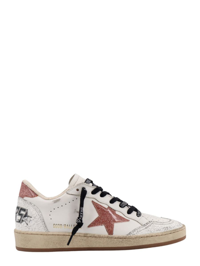 Golden Goose Ballstar White Leather Trainers With Glitter Star