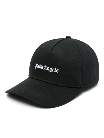 Palm Angels Logo-embroidered Cotton Cap In Black