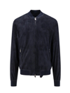 Salvatore Santoro Zip-up Suede Bomber Jacket In Blue