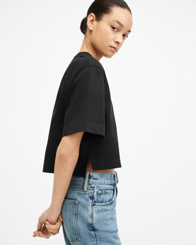 Allsaints Lottie Oversized Cropped T-shirt In Black