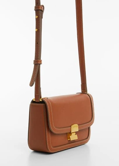 Mango Crossbody Bag With Flap Leather In Brown