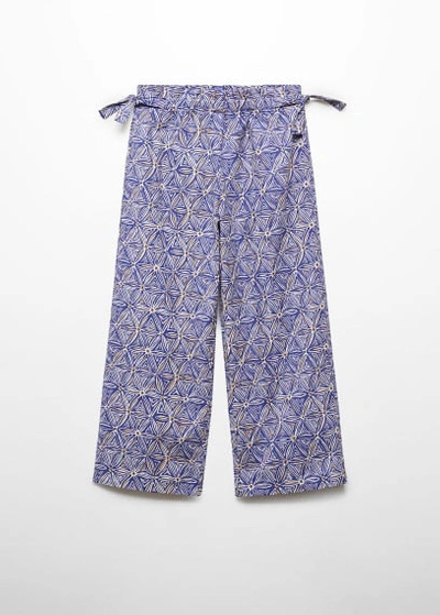 Mango Kids' Printed Straight Trousers Blue