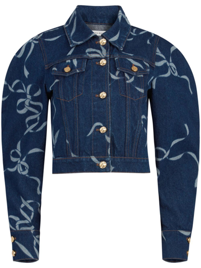 Nina Ricci Bow-print Denim Jacket In Blue