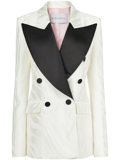 Nina Ricci Oversized Zebra-jacquard Blazer In Neutrals