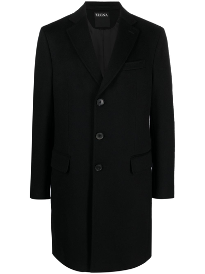 Zegna Black Single-breasted Tailored Coat