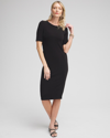 CHICO'S WRINKLE-FREE TRAVELERS BUTTON DETAIL CLASSIC DRESS IN BLACK SIZE 8/10 | CHICO'S TRAVEL CLOTHING