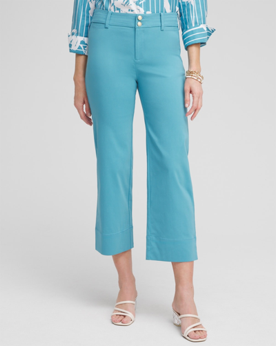 Chico's Trapunto Wide Leg Cropped Pants In Cool Water