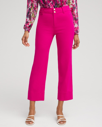 Chico's Trapunto Wide Leg Cropped Pants In Magenta Rose