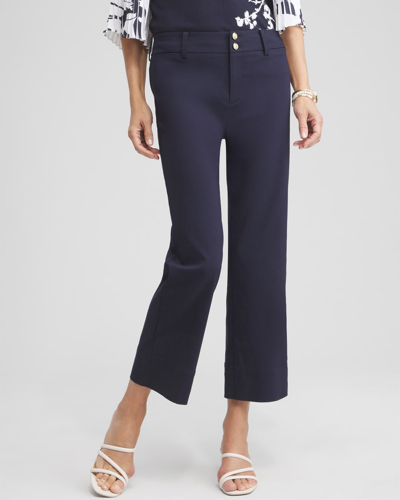 Chico's Trapunto Wide Leg Cropped Pants In Dark Blue