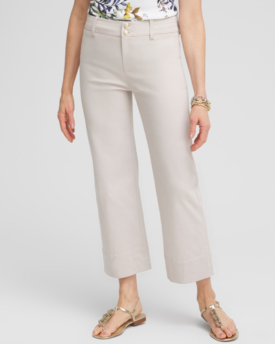 Chico's Trapunto Wide Leg Cropped Pants In Light Tan