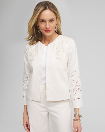Chico's Floral Cutwork Jacket In Ivory