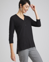 CHICO'S HENLEY SIDE SLIT TUNIC TOP IN BLACK SIZE 16/18 | CHICO'S