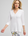 CHICO'S HENLEY SIDE SLIT TUNIC TOP IN WHITE SIZE 20/22 | CHICO'S