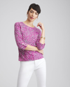 Shop Chico's Squares 3/4 Sleeve Button Tee In Pink Size 16/18 |  In Magenta Rose