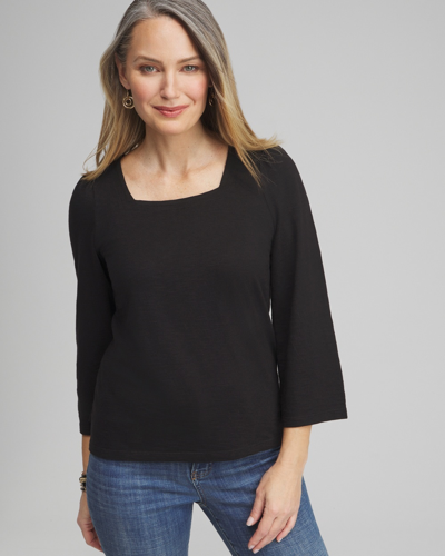 Chico's Square Neck Bell Sleeve Top In Black Size 0/2 |