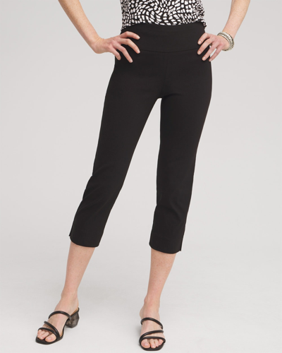 Chico's Wide Waistband Vented Pull-on Capri Pants In Black Size 8 |