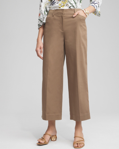 Chico's Cotton Sateen Cropped Pants In Light Brown Size 0/2 |  In Teakwood