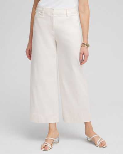 Chico's Cotton Sateen Cropped Pants In English Cream Size 16/18 |  In Ivory