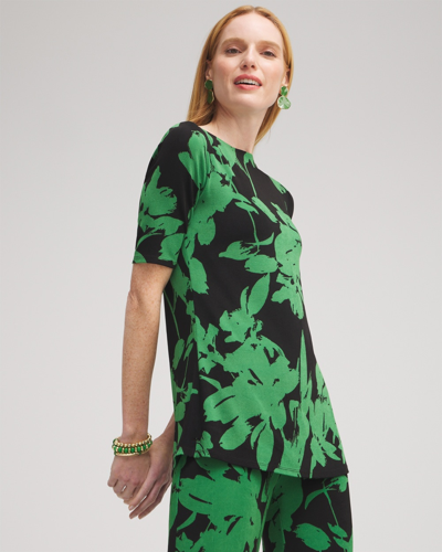 Chico's Wrinkle-free Travelers Floral Tunic Top In Verdant Green Size 12/14 |  Travel Clothing