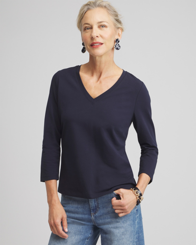 Chico's 3/4 Sleeve Perfect Tee In Blue Size 20/22 |  In Navy Blue