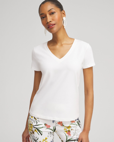 Chico's V-neck Perfect Tee In White Size Large |
