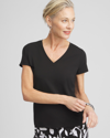 CHICO'S V-NECK PERFECT TEE IN BLACK SIZE 16/18 | CHICO'S