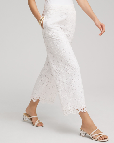 Chico's Eyelet Lace Cropped Pants In White Size 8 |