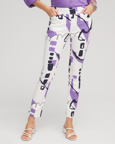 Chico's Brigitte Abstract Ankle Pants In Parisian Purple Size 14 |