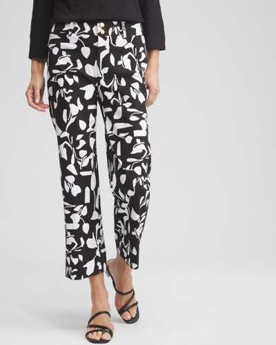 Chico's Abstract Print Trapunto Cropped Pants In Black & White Size 14p Petite |  In Black & White Print