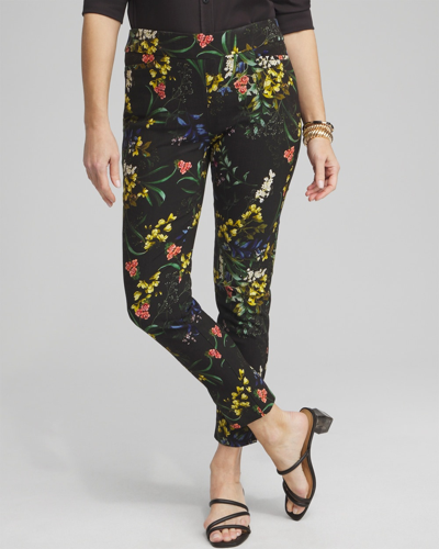 Chico's Brigitte Floral Ankle Pants In Black/green Size 12 |