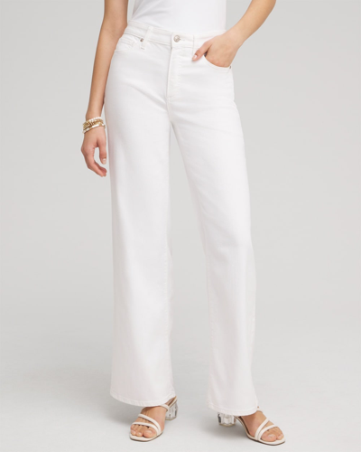 Chico's High Rise Wide Leg Jeans In White Size 16 |