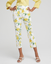 CHICO'S JULIET FLORAL STRAIGHT CROPPED PANTS IN WHITE SIZE 12 | CHICO'S