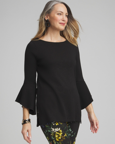 Chico's Flare Sleeve Tunic Top In Black Size 0/2 |