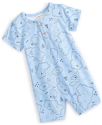 First Impressions Baby Boys Maps-print Sunsuit, Created For Macy's In Blue Whisper