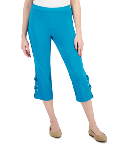 Jm Collection Petite Side-lace-up Capri Pants, Created For Macy's In Seafrost
