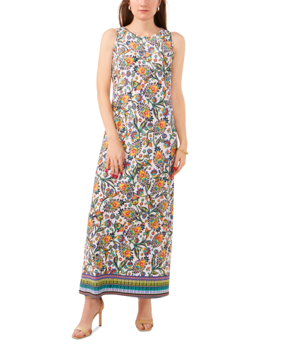 Msk Women's Paisley Sleeveless Keyhole Maxi Dress In Jbs Navy