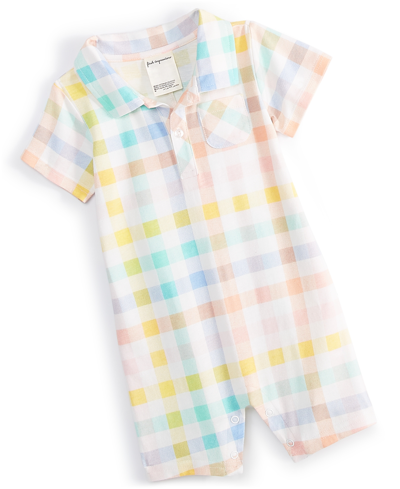 First Impressions Baby Boys Vacation Plaid Sunsuit, Created For Macy's In Angel White