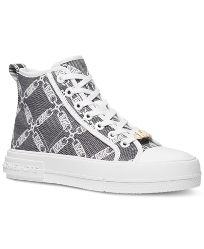 Michael Kors Evy Empire Logo Jacquard High-top Sneaker In Black