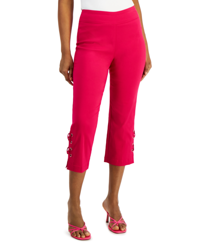 Jm Collection Women's Side Lace-up Capri Pants, Created For Macy's In Claret Rose